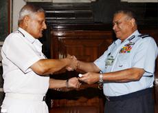 Outgoing IAF chief ACM PV Naik hands over command to Adm N Verma